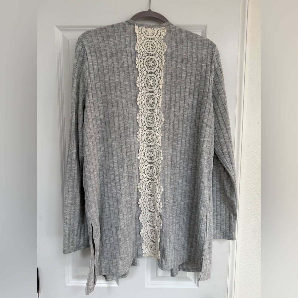 Charming Charlie Gray Open Front Cardigan Sweater - Picture 2 of 3